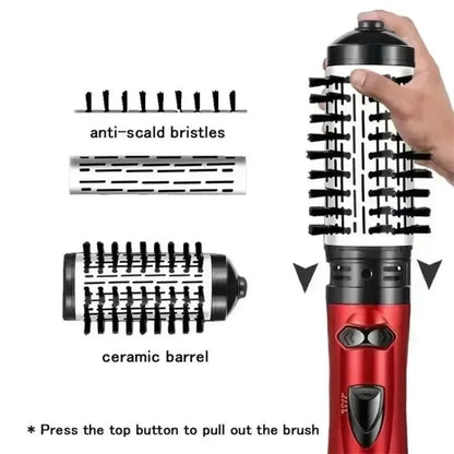 3-in-1 Rotating Hair Dryer & Straightener Brush – Hot Air Comb with Negative Ion Hair Styler