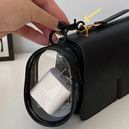 Portable Mini Clear Zipper Storage Bag Keychain – Cartoon Doll Toy, Mystery Box Organizer for Earphones, Chargers, Gift Bag for Kids