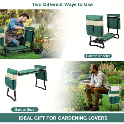 Upgraded Foldable Garden Kneeler & Seat – Heavy-Duty Gardener Stool with Thickened Soft Kneeling Pad
