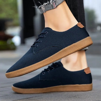 Men’s Canvas Casual Sneakers — Lightweight Slip-On Vulcanized Flats & Loafers, Comfortable Trainers Shoes