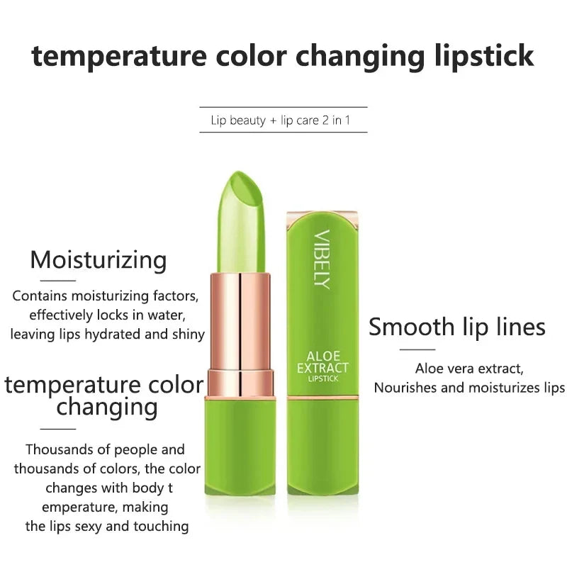 Spring Aloe Vera Moisturizing Lipstick – Long-Lasting Nourishing Temperature-Change Lip Balm & Gloss