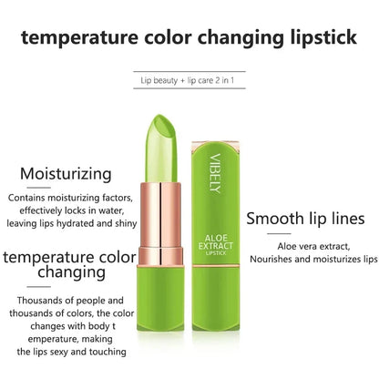 Spring Aloe Vera Moisturizing Lipstick – Long-Lasting Nourishing Temperature-Change Lip Balm & Gloss