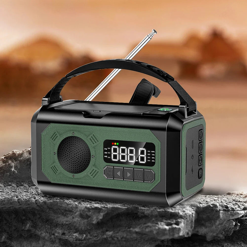 12000mAh AM/FM/NOAA Weather Radio – Solar Hand Crank Portable Emergency Radio with 2 Solar Panels, Reading Lamp for Camping