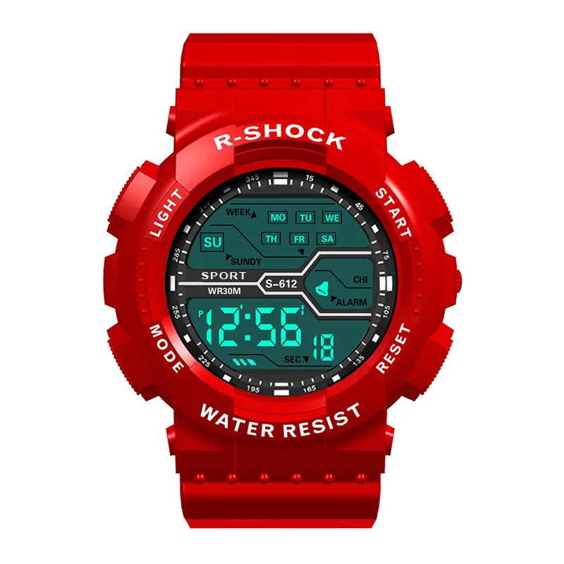 Men's Outdoor Sports Watch – Waterproof LED Military Digital Wristwatch with Luminous Large Screen
