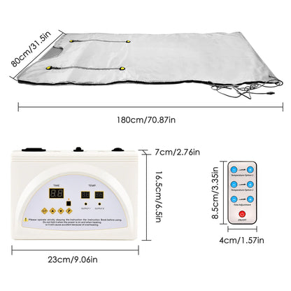 Professional Infrared Sauna Blanket – Slimming Heating Blanket with Zipper Design for Weight Loss & Detox, 180x80cm Home Spa