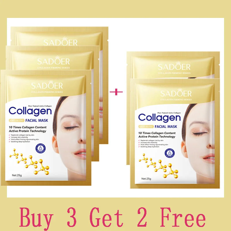 10PCS Collagen Anti-Wrinkle Facial Masks – Korean Skincare for Anti-Aging, Firming, Moisturizing & Brightening
