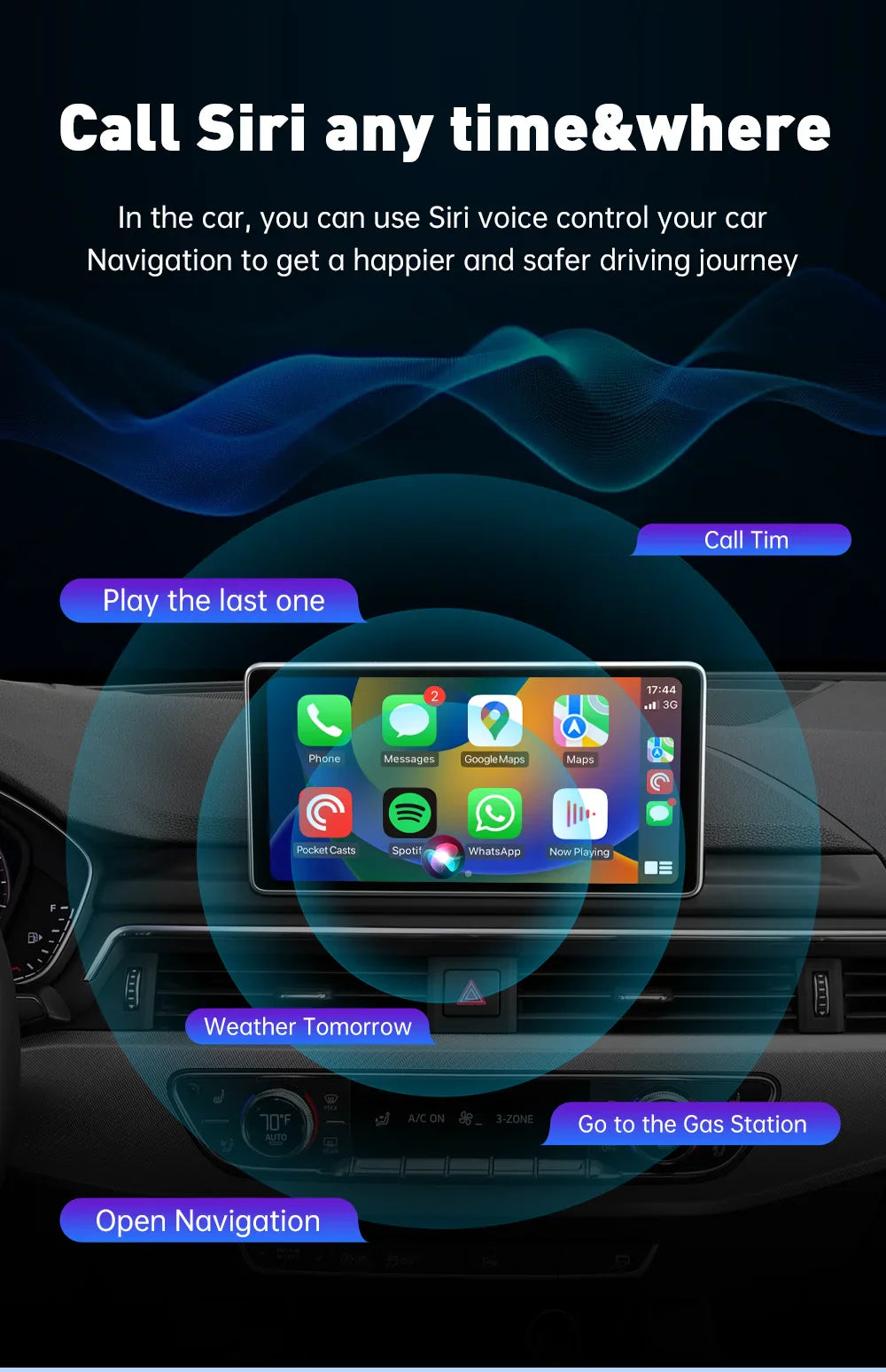 XUDA 2-in-1 Wireless CarPlay & Android Auto Mini Box - Plug & Play, Automatic Connection for 99% of Cars