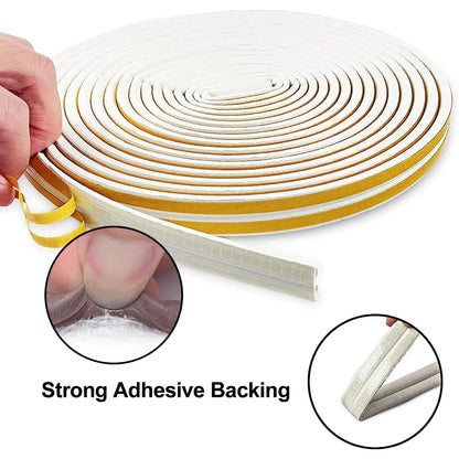 5M/10M DIEP Self-Adhesive Acoustic Foam Seal Strip - Windproof Rubber Weatherstrip for Door and Window Insulation
