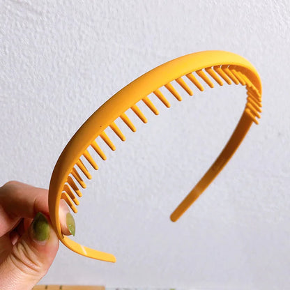 Fashion Solid Color Plastic Hairbands – Toothed Wave Combs, Non-slip Hair Bands for Women & Girls, Face Wash Headbands, Hair Accessories