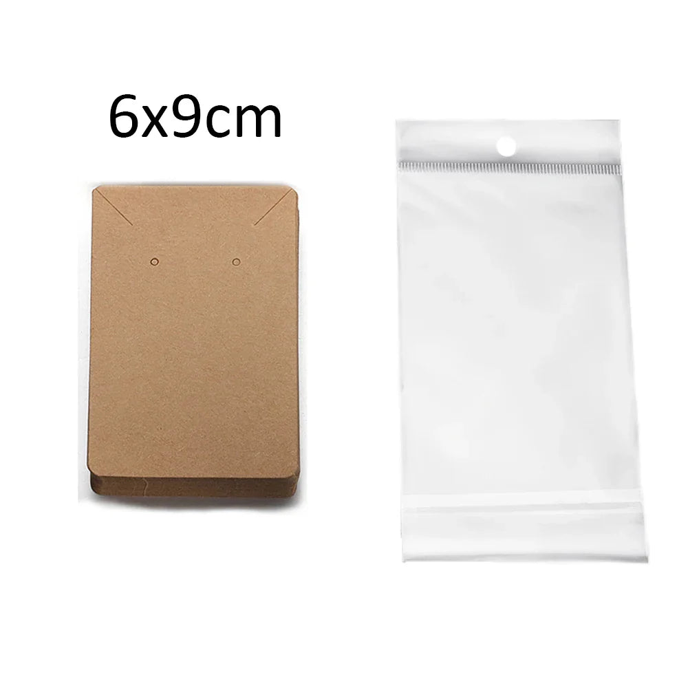 50 Sets Earring & Necklace Display Cards with Self-Seal Kraft Paper Bags – DIY Jewelry Packaging