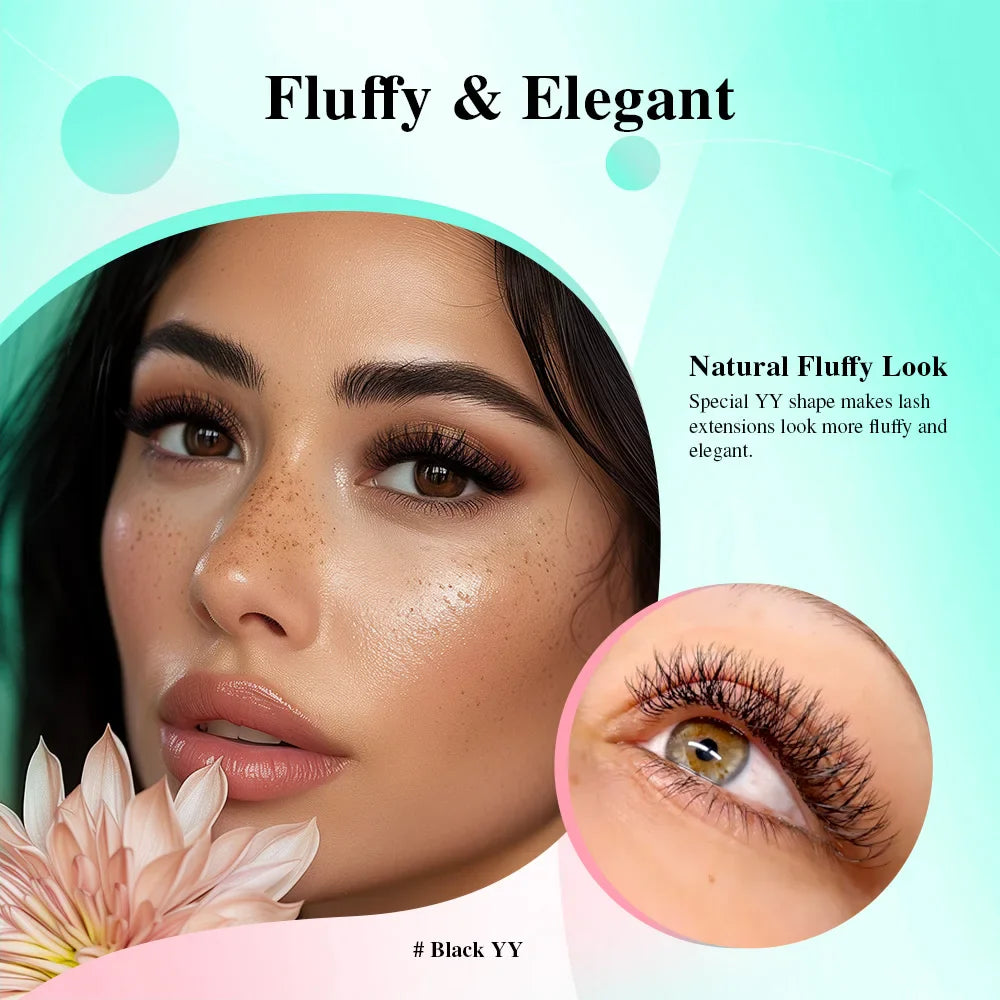 NAGARAKU YY-Shape Eyelash Extensions – Double & Triple Split Tips, Interlaced Root Lashes