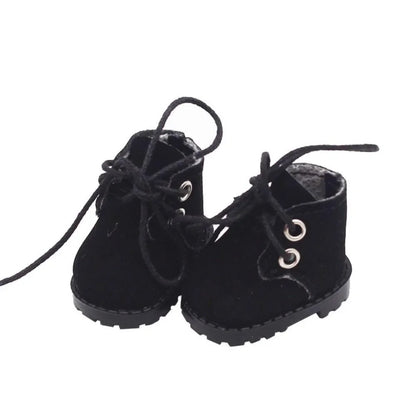 Labubu Doll Shoes – 3.8cm Lace-Up Mini Leather Shoes for 15-17cm Dolls, Cute Kawaii Accessory