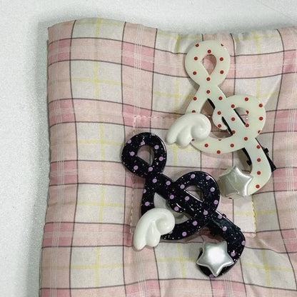 Kawaii Y2K Hair Clips Set – Musical Note, Resin Wings & Star Hair Accessories for Girls