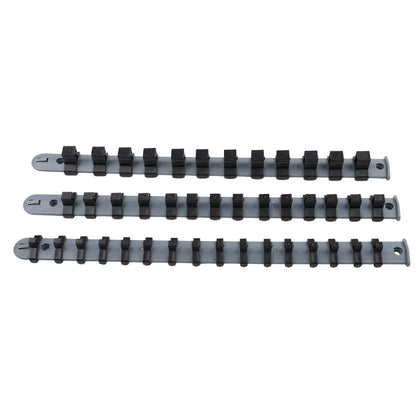 3Pcs Socket Organizer Set - 1/4 3/8 1/2 Inch Plastic Socket Tray Rail Rack Storage Holder