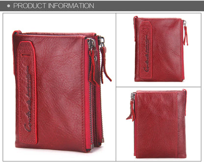 CONTACT'S Genuine Leather Short Wallet for Women — Luxury Designer Card & Coin Holder, Mini Money Clip Wallet with Free Shipping