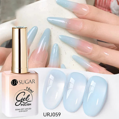 UR SUGAR 15ml Jelly Milky White Gel Polish – Translucent UV Soak Off Nail Art Varnish Semi-Permanent Fashion Nail Color
