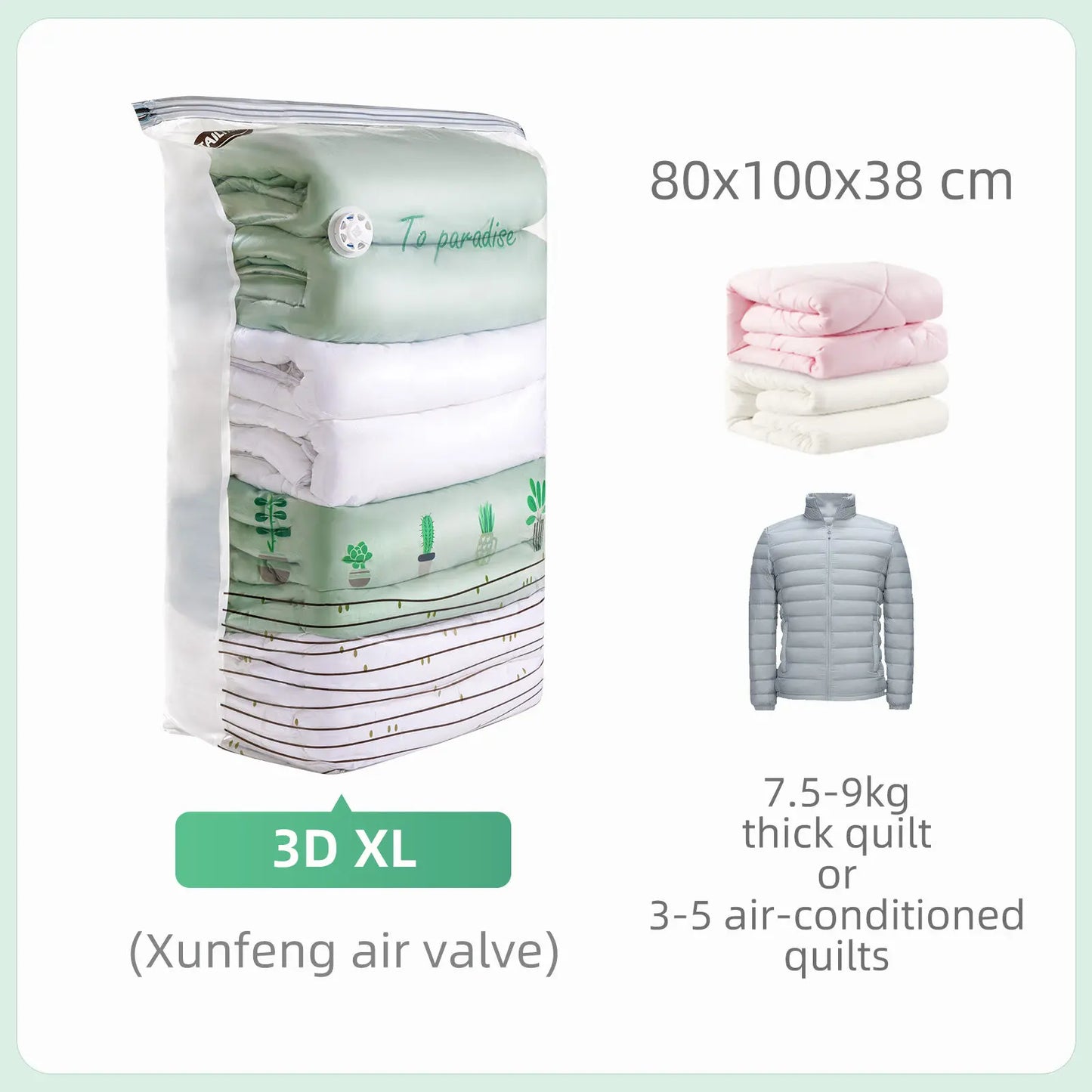 TAILI Large Cubic Vacuum Storage Bags – Plastic Compression Bags for Clothes, Blankets & Travel Packing