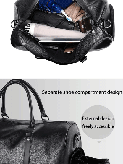 Retro Short Trip Bag – Large Capacity Sports, Motorcycle, and Training PU Waterproof Leisure Fitness Bag