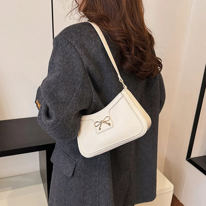 Women’s Shoulder Bag — Elegant Bow Large Capacity Soft Tote Handbag for Casual Daily Use