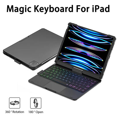 Magic Keyboard Case for iPad Air & Pro – Backlit Keyboard Cover for 11" & 12.9" (2024 M2, 7th-10th Gen)