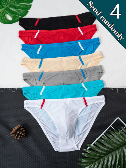 4-Pack Men’s High-Elastic Breathable Briefs – Soft U-Shaped Quick-Dry Underwear, Multi-Color Casual Comfort All-Season Fit