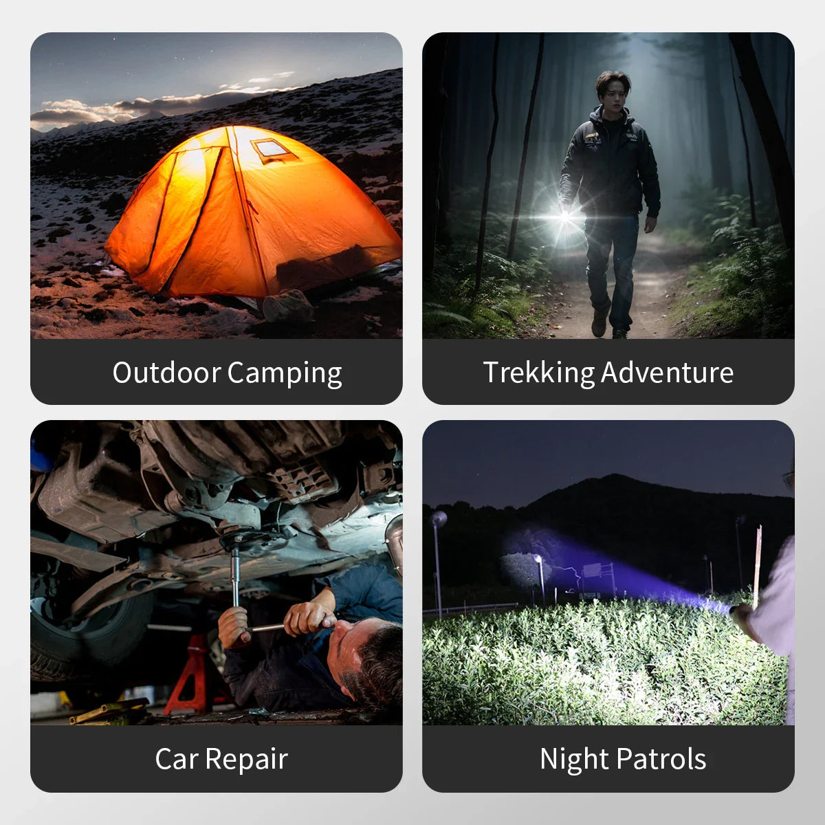 Warsun Powerful LED Flashlight – Rechargeable Magnet Torch with 8 Modes, Portable Lantern for Camping & Hiking