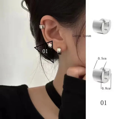 PANJBJ925 Sterling Silver Hoop Earrings - Frosted Geometric Design Fashion Jewelry Gift for Women