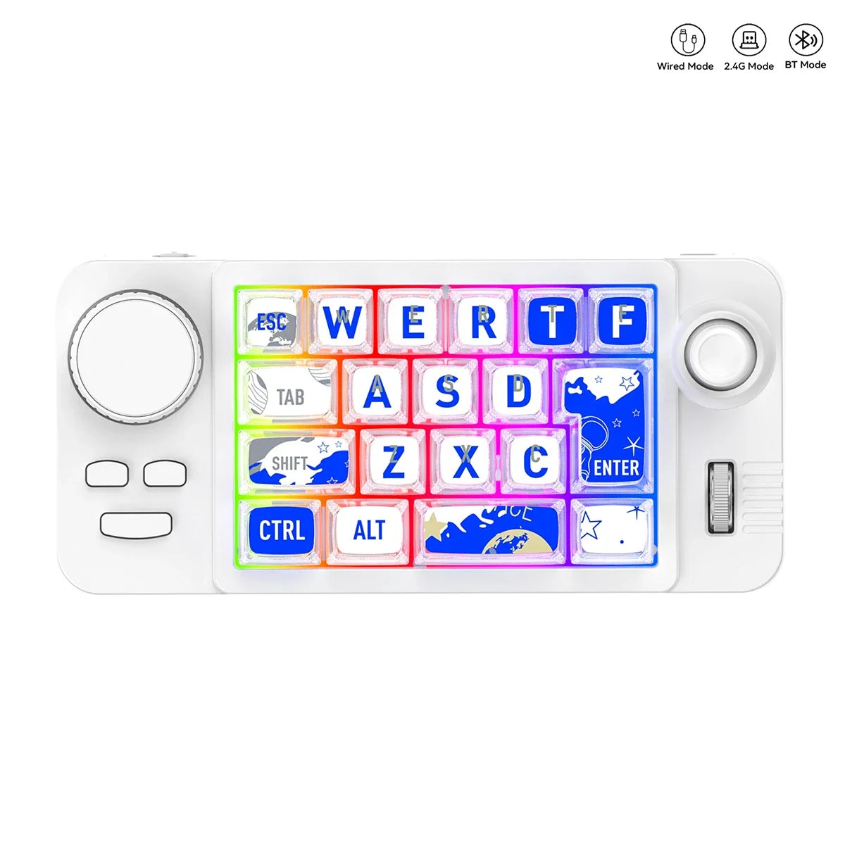 Rechargeable Mechanical Gaming Keypad - Bluetooth 2.4G Wireless & Wired Programmable Joystick Keyboard with RGB Backlit