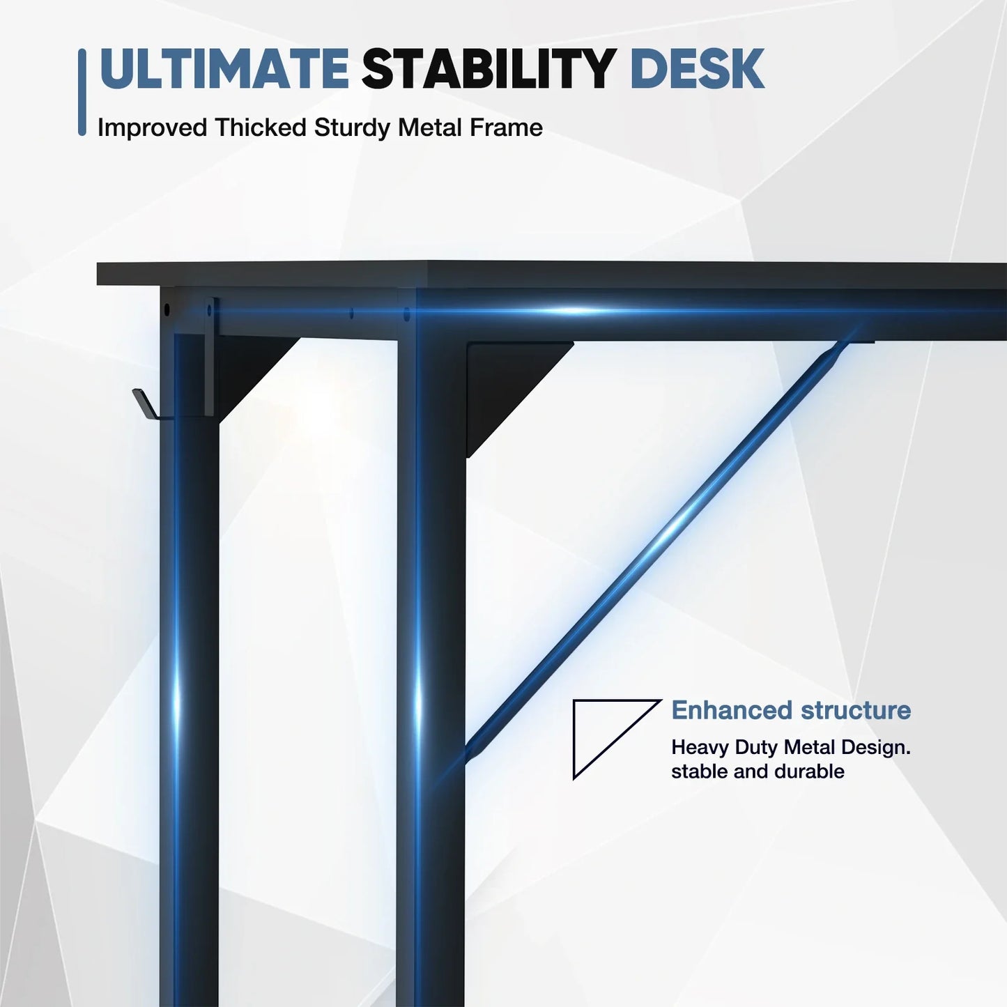 Computer Desk – Modern Compact Writing & Gaming Table with Side Bag, Headphone Hook, Easy Assembly