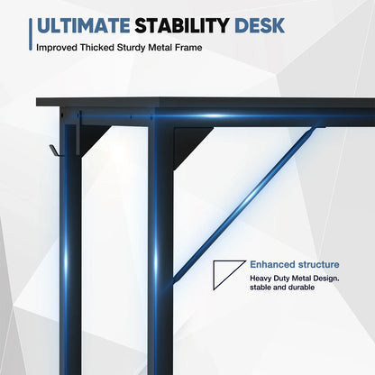 Computer Desk – Modern Compact Writing & Gaming Table with Side Bag, Headphone Hook, Easy Assembly