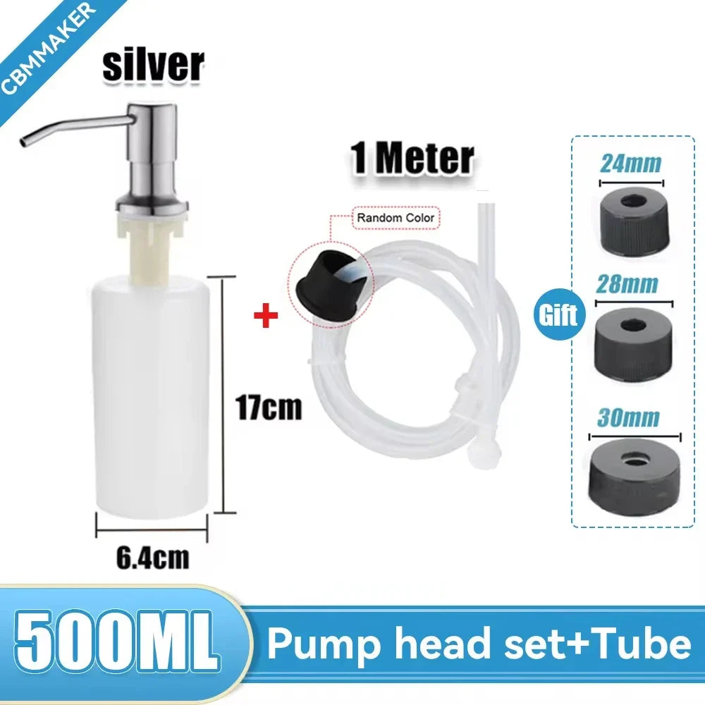 500ml Stainless Steel Liquid Soap Dispenser — Hand Press Pump Bottle for Kitchen Sink