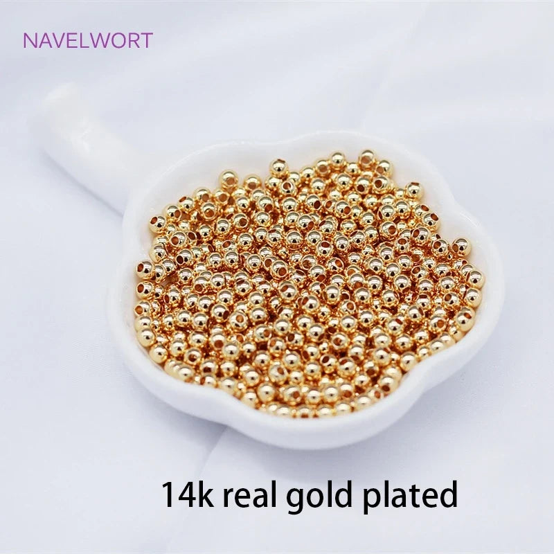 Gold Plated Spacer Beads - 2mm-6mm Round Jewelry Making Supplies for DIY Beaded Accessories