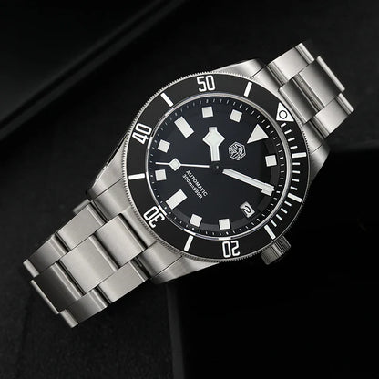 San Martin SN0121T Titanium Diving Watch – NH35 Automatic, Grade 2 Titanium, 120-Click Bezel, 300M Waterproof Wristwatch