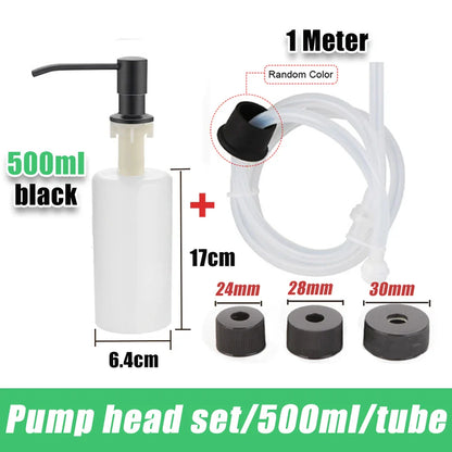 304 Stainless Steel Kitchen Sink Soap Dispenser — Extension Tube & Pump Head for 350/500ml Dish Soap Bottles