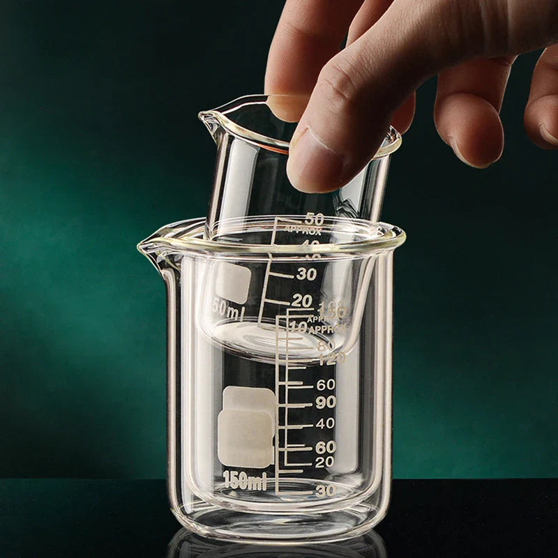 High Borosilicate Glass Measuring Cup – 50/100/150/250/500/1000ml Clear Scale Laboratory Beaker for Kitchen Baking & Mixing
