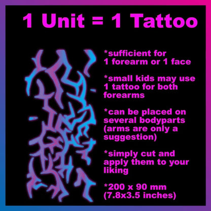 UV Glow Kpop Demon Hunters Temporary Tattoos — Rumi & Jinu Fluorescent Face & Body Art, Blacklight Party Cosplay Stickers for Fans