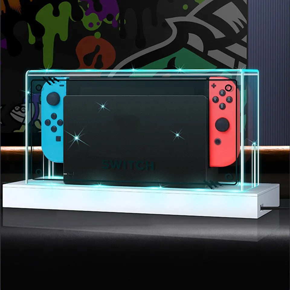 YLW RGB Base Clear Dust Cover for Nintendo Switch OLED: Protective Acrylic Sleeve Display Shell - Keep Your Console Safe and Stylish with Game Accessories