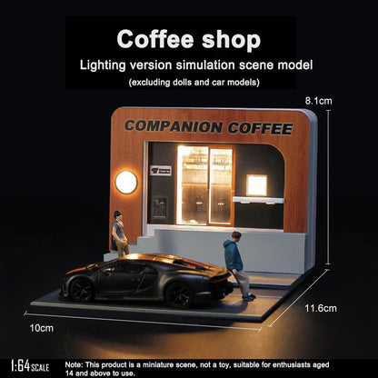 1/64 Scale Tavern Restaurant Model Scene with Lamp – Miniature Simulation Diorama Display Decor (No Figures or Cars)
