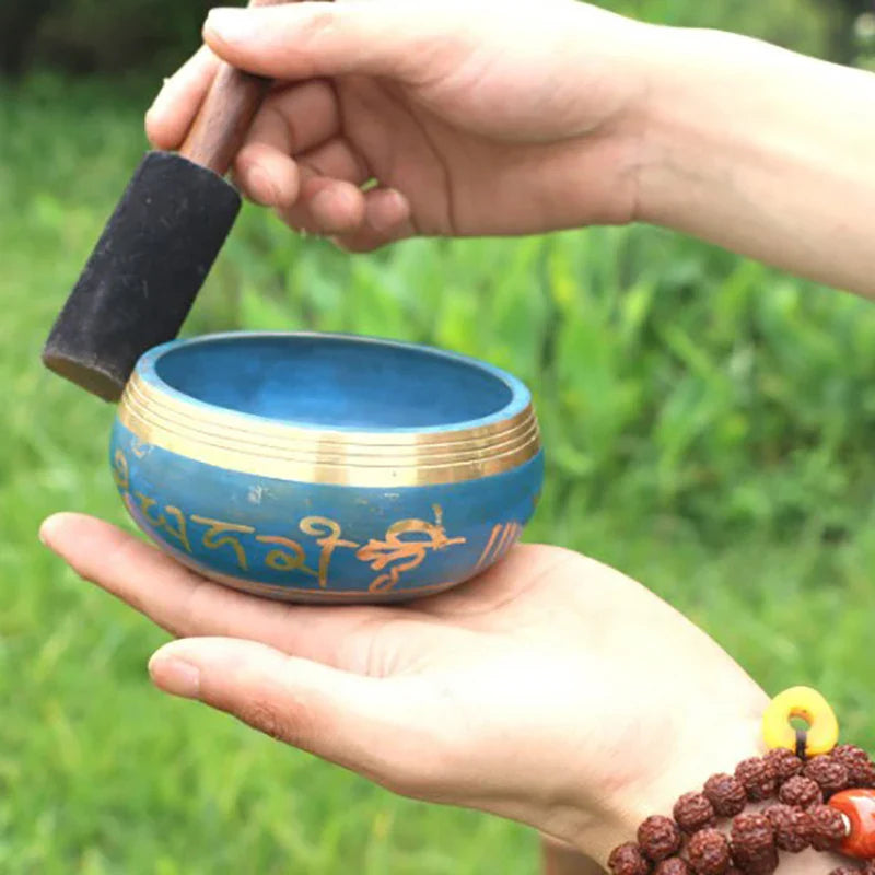 12/12.5/13cm Tibetan Singing Bowl Set - Handmade Leather Mallet, Buddhist Meditation Bowl, Various Sizes Available