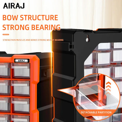 AIRAJ Multi-Drawer Parts Storage Box – 18/39/60 Transparent Plastic Organizers, Spliceable 15-Inch Home Storage