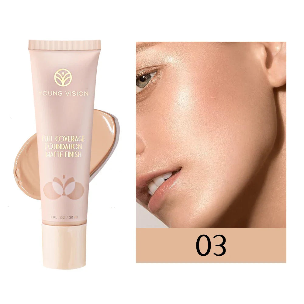 6-Color BB Cream Concealer – 30ml Liquid Foundation Primer with Natural Coverage for Face Brightening & Flawless Skin Finish
