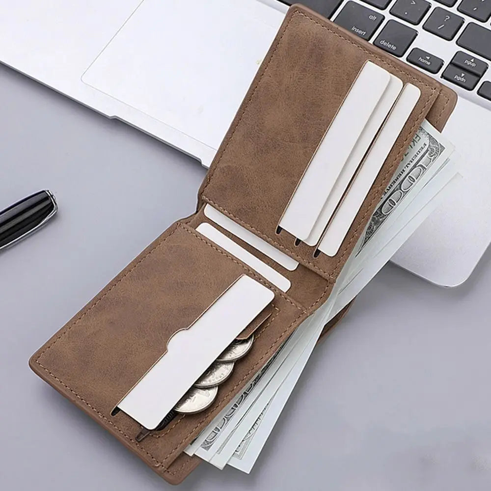 Men’s PU Leather Wallet – Multi-Card Slot Folding Short Wallet with Large Capacity Coin Purse
