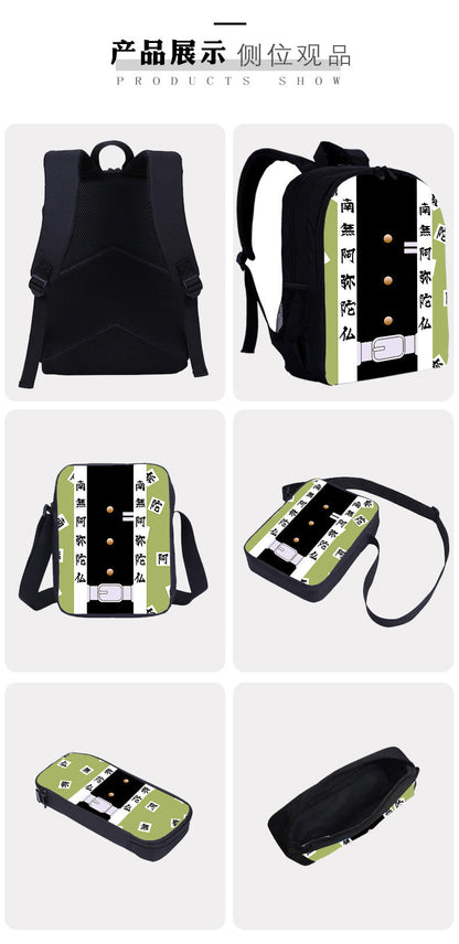 3PC One Piece Luffy School Backpack Set – Rechargeable Anime Bag for Boys & Girls, Student Cartoon Mochila