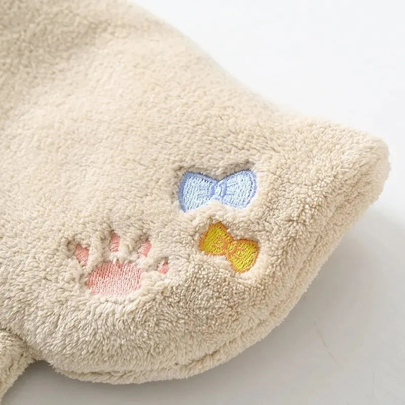 Cute Cartoon Tanuki Hanging Towel – Coral Velvet Absorbent Kitchen & Bathroom Towels, Thick Cloth
