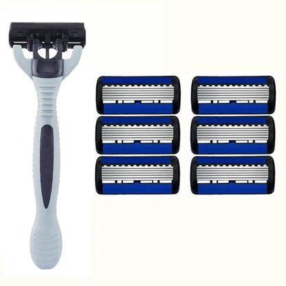 Men’s 6-Layer Stainless Steel Shaver – Classic Detachable & Reusable Razor Blade
