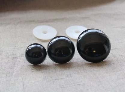20pcs Black Round Safety Toy Eyes - 4mm to 50mm Craft Eyes with Back Washers