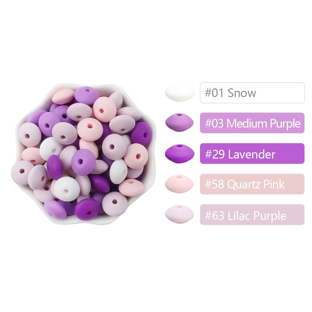 100/50/20Pcs Silicone Lentil Beads - 12mm BPA Free Loose Spacer Beads for DIY Jewelry Making Bracelets Necklaces Keychains