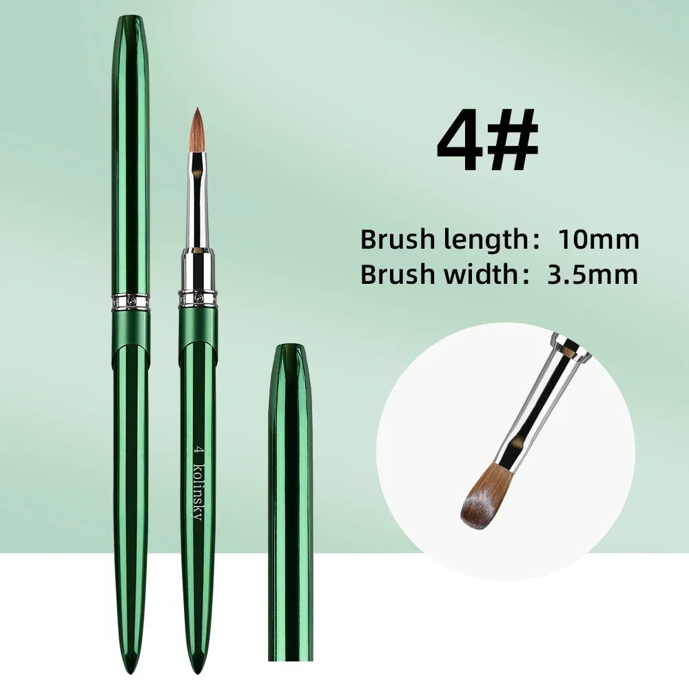 Kolinsky Acrylic Nail Brush — 100% Pure Metal Handle, Sizes 2-18 High-Quality Nail Tool