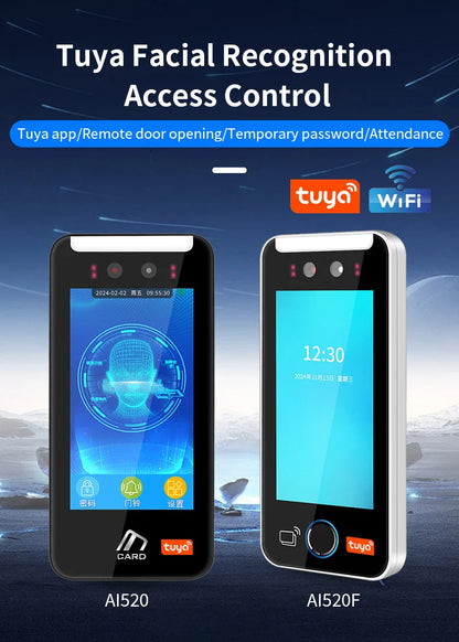 Asia Teco 5-Inch Face Recognition Access Control – WiFi TCP/IP Attendance Machine with Tuya App & Fingerprint Scanner