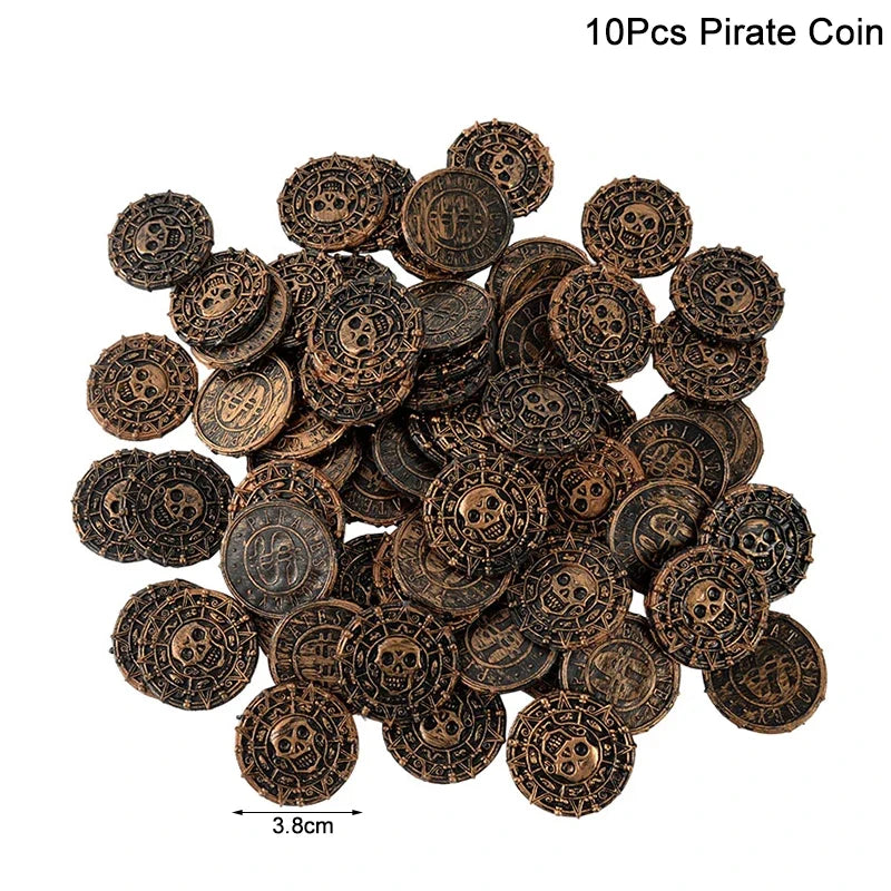 Pirate Party Favor Set - Kids Skull Hat Eye Patch Coins Ship Balloons Halloween Costume Decorations